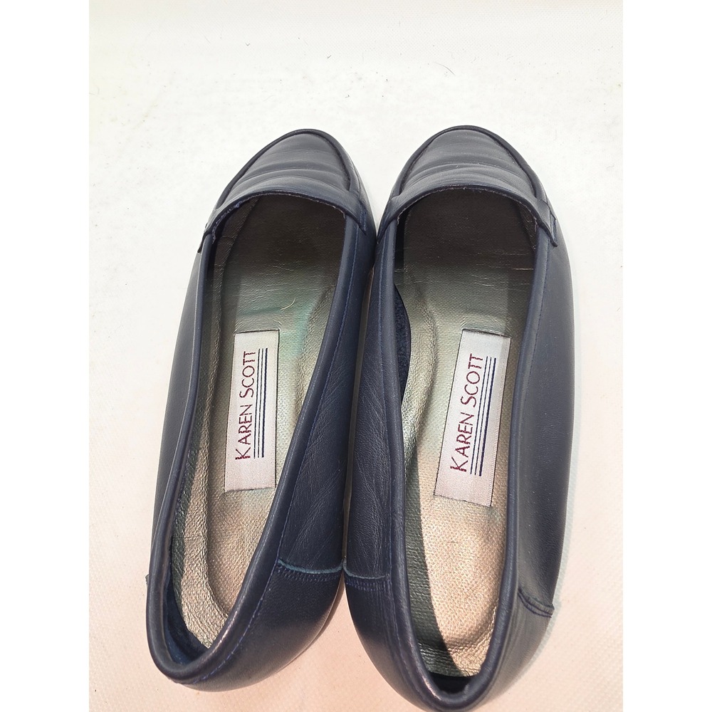 Karen‎ Scott Womens Navy Blue Leather Loafers Slip On Flats Size 8 M Jogger